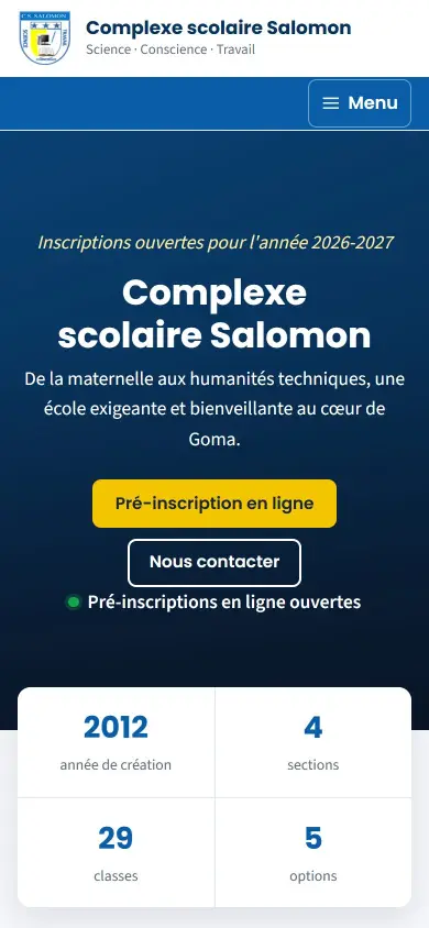 The school's public website on the phone, with online pre-registration
