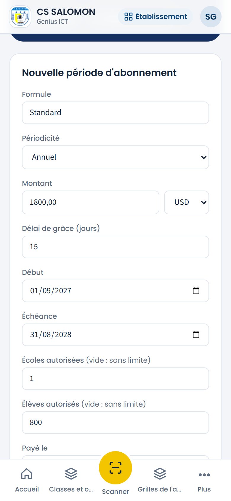 Tarif de l'année (téléphone)