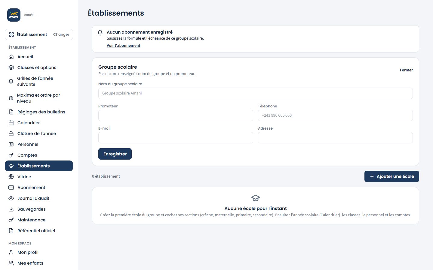 Établissements sur une installation neuve (ordinateur)