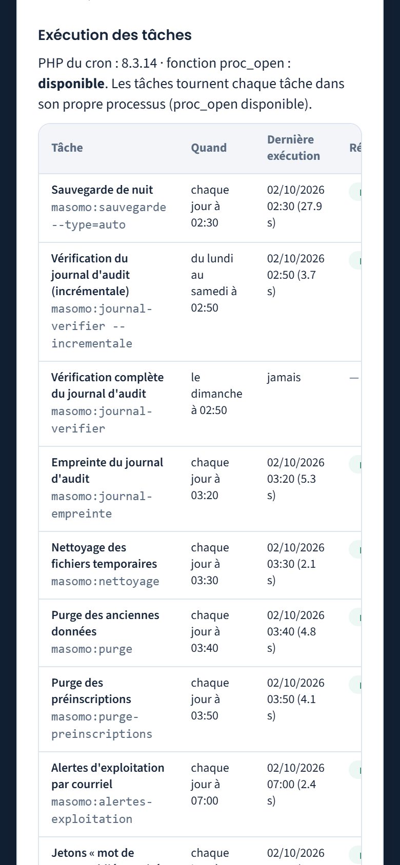 Exécution des tâches planifiées (téléphone)