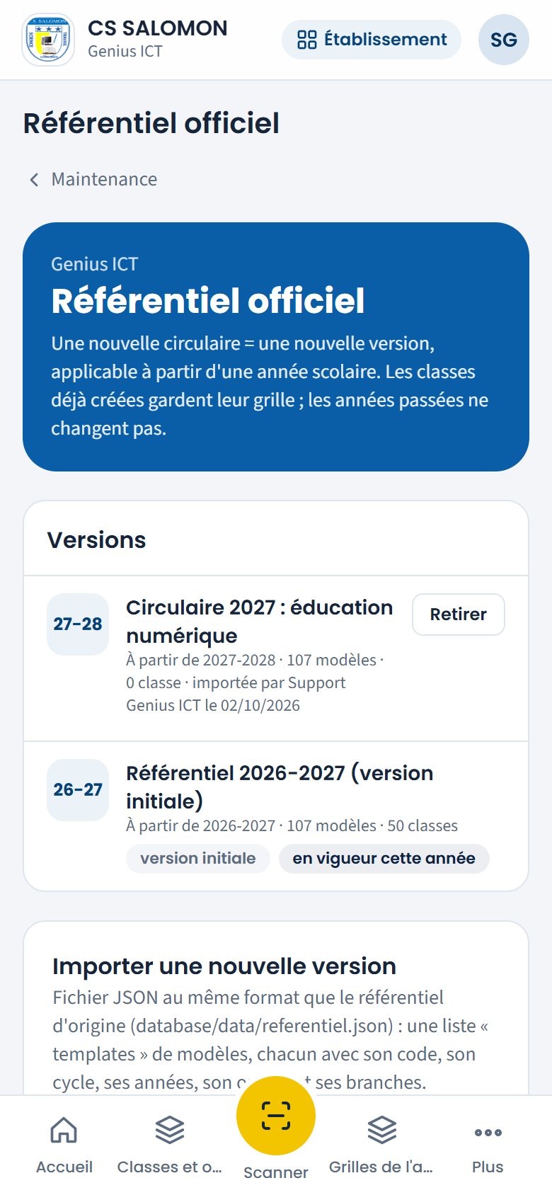 Deux versions du référentiel (téléphone)