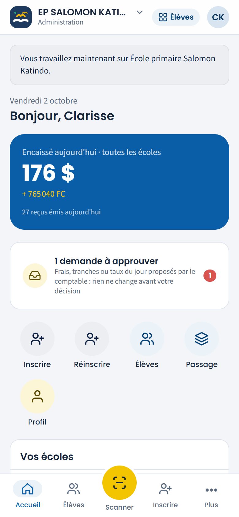 Après le changement d'école (téléphone)