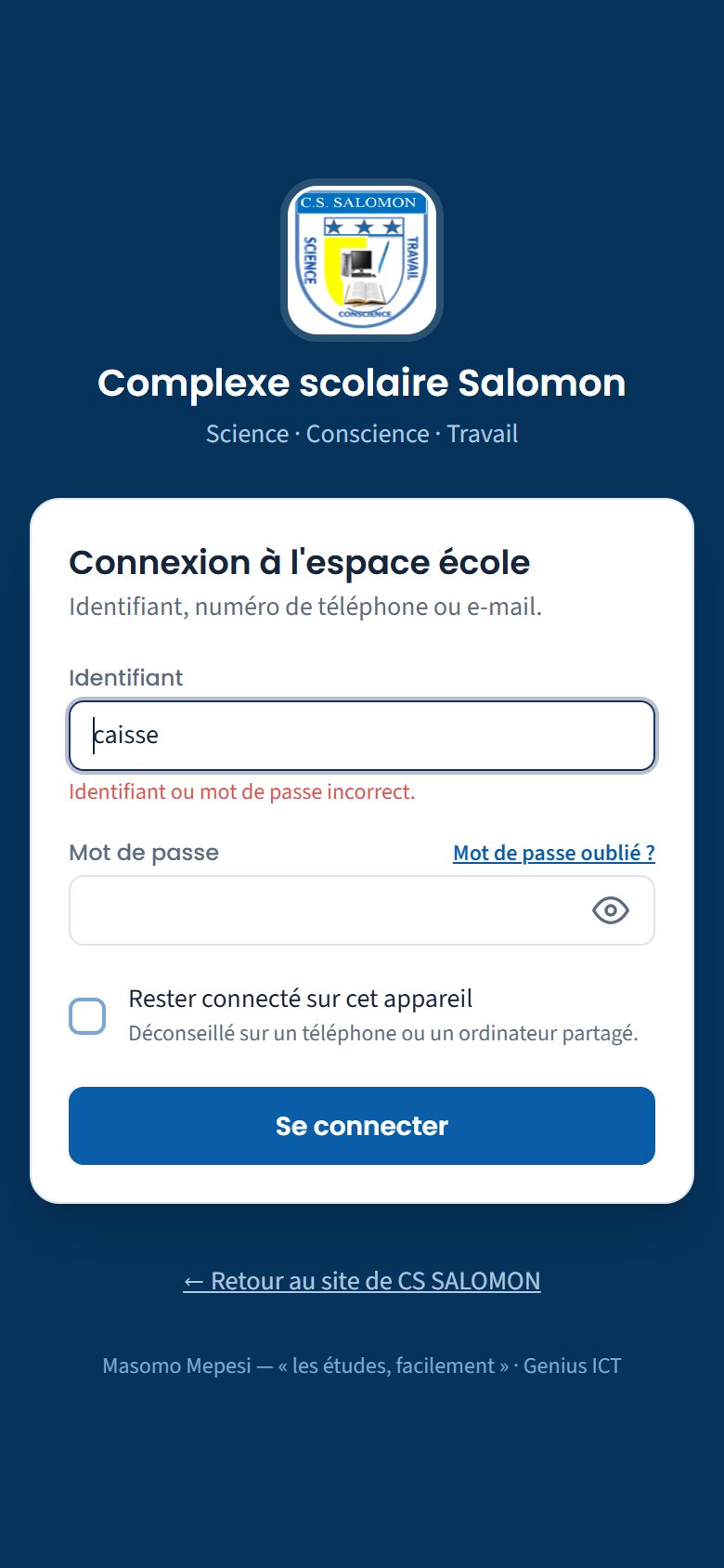 Message d'erreur de connexion (téléphone)