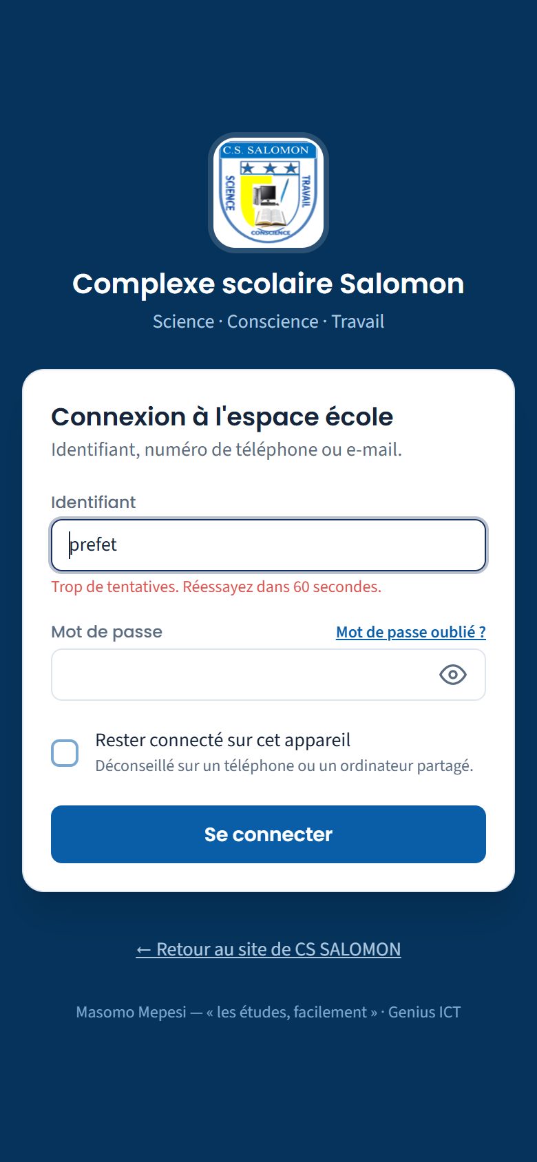 Connexion bloquée après trop d'essais (téléphone)