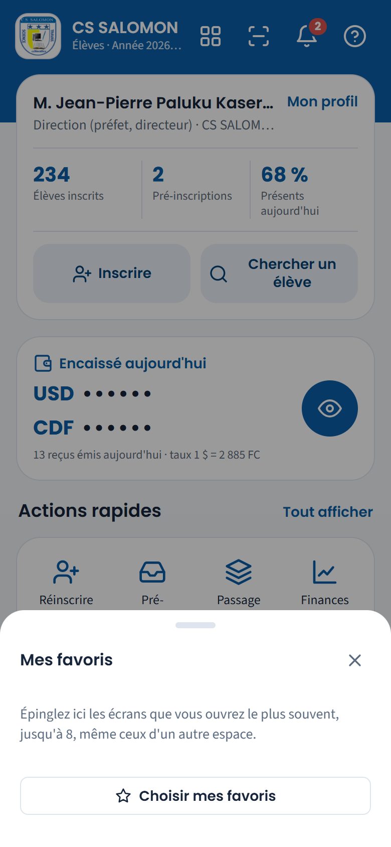 La feuille Mes favoris (téléphone)
