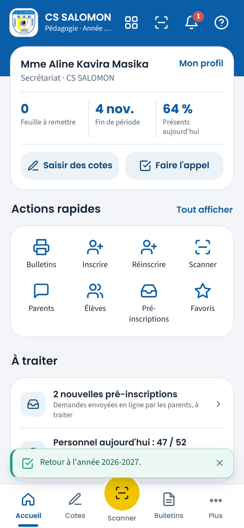 Notification en bas de l'écran (téléphone)