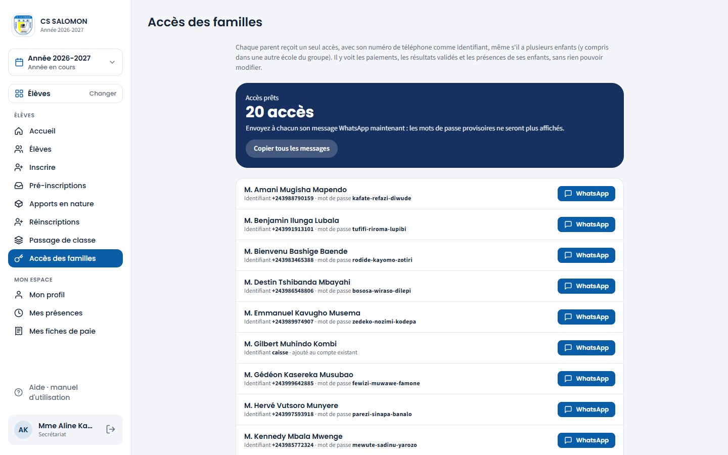 Accès prêts avec les messages WhatsApp (ordinateur)