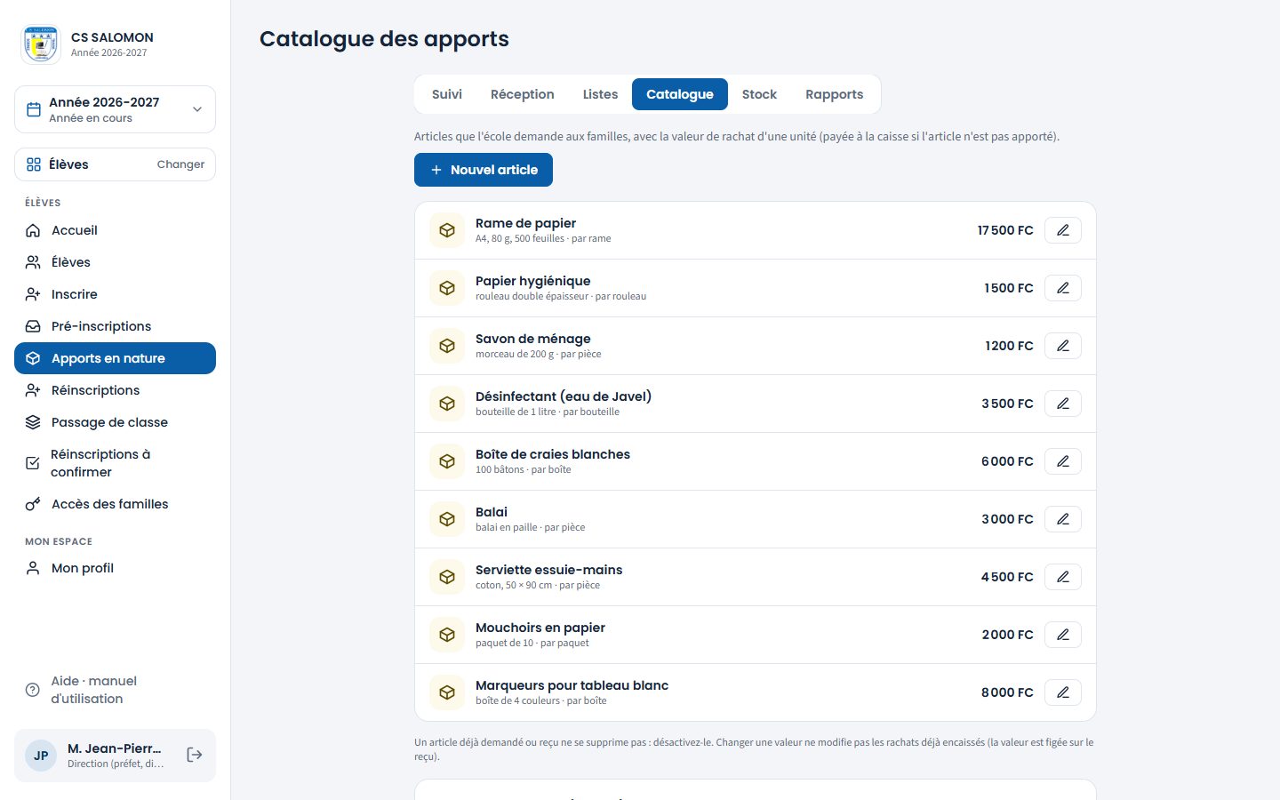 Catalogue des apports de CS SALOMON (ordinateur)