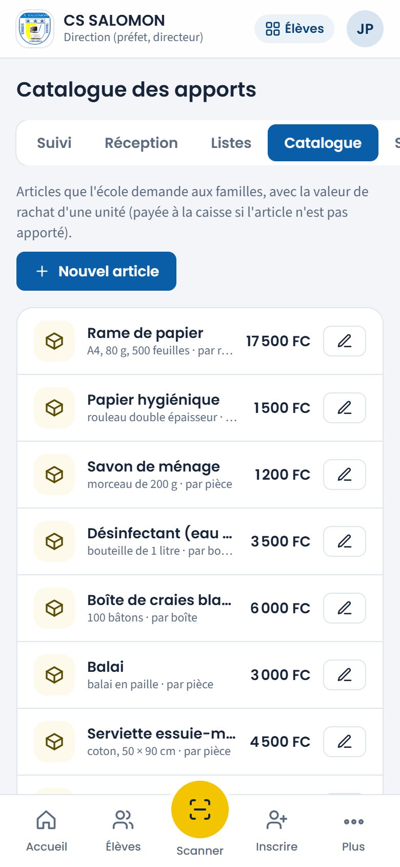 Catalogue des apports de CS SALOMON (téléphone)