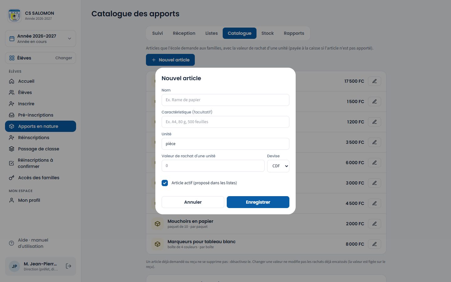 Feuille Nouvel article (ordinateur)