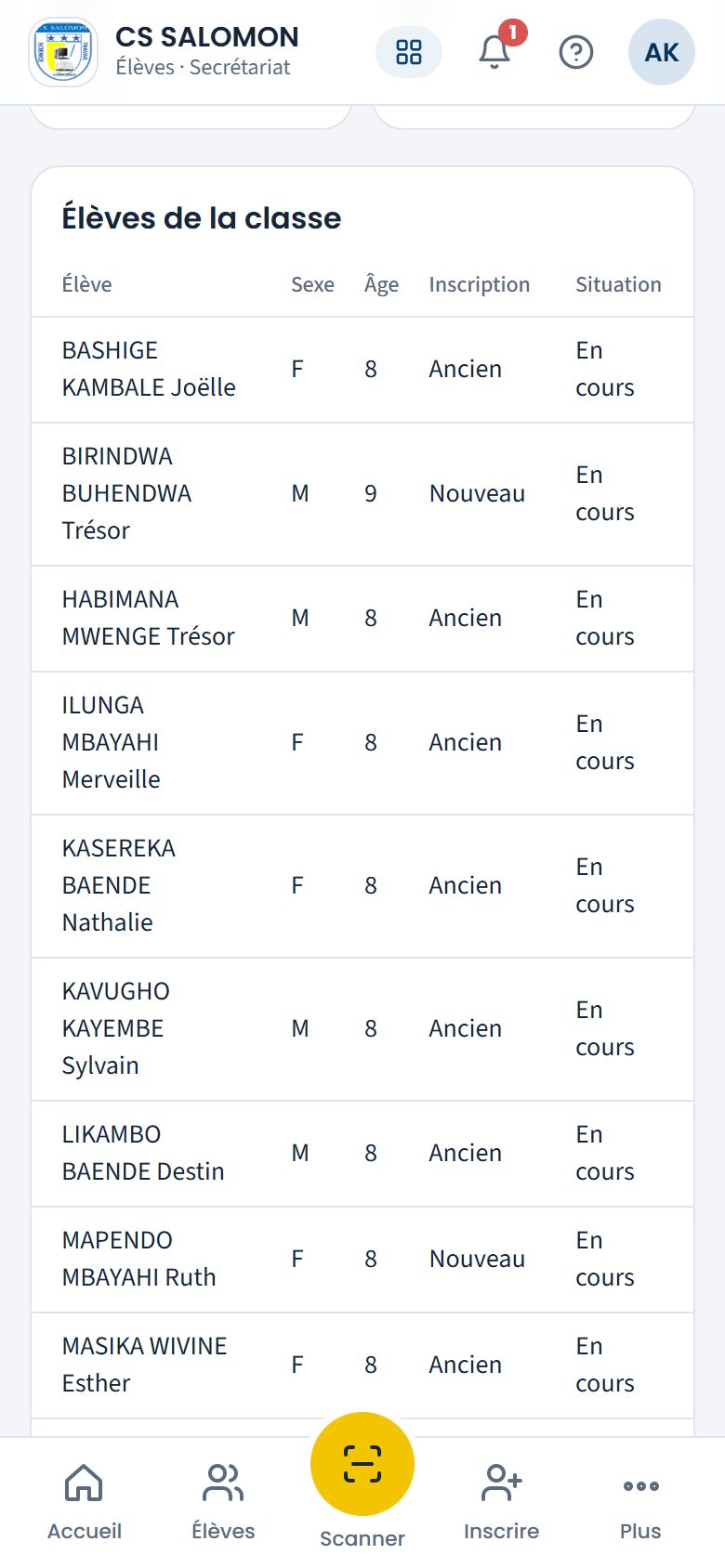 Élèves de la 3e primaire (téléphone)