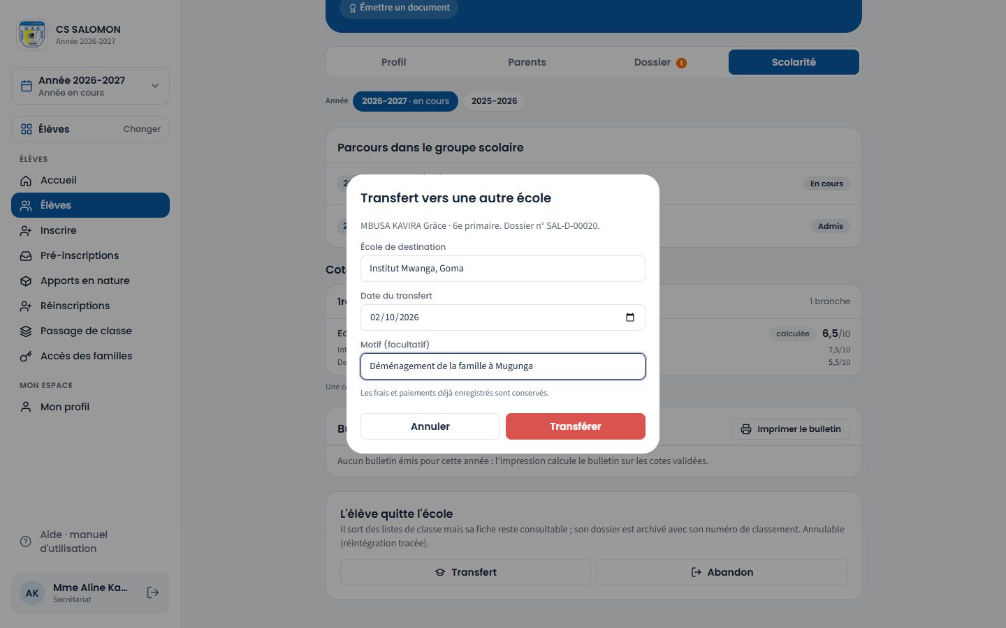Panneau de transfert rempli (ordinateur)
