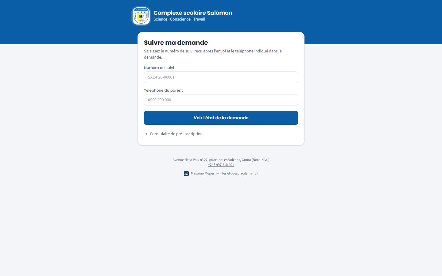 Page Suivre ma demande (ordinateur)