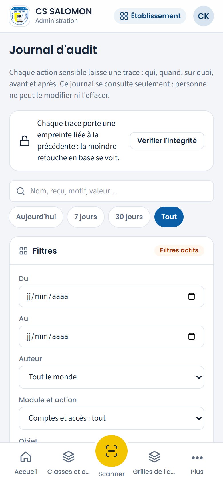 Filtres du journal (téléphone)