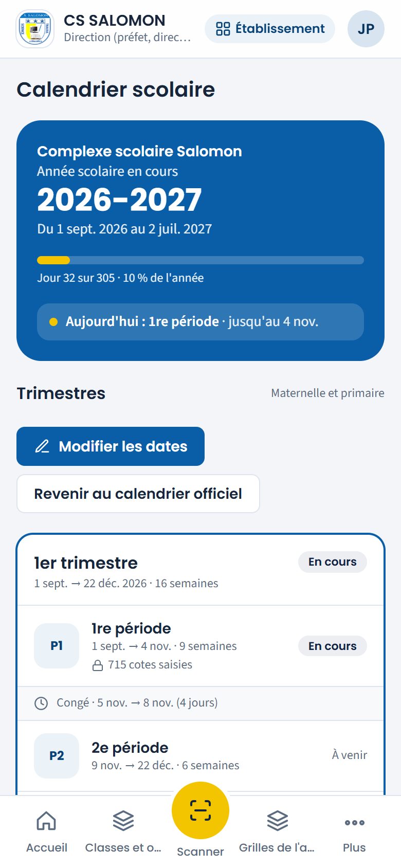 Calendrier des trimestres de CS SALOMON (téléphone)