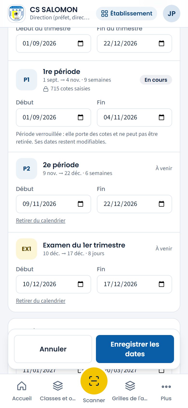 Dates des périodes en modification (téléphone)