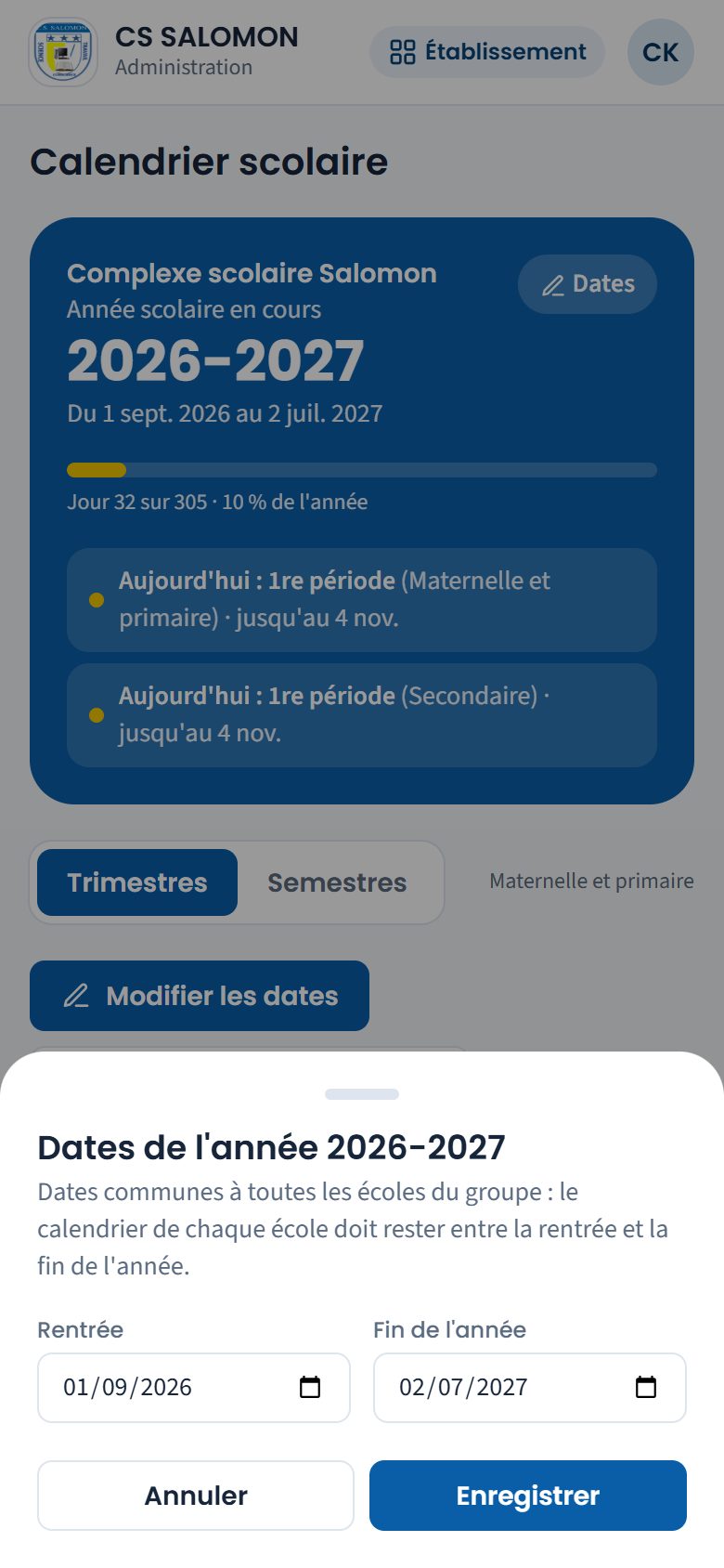 Dates communes de l'année (téléphone)