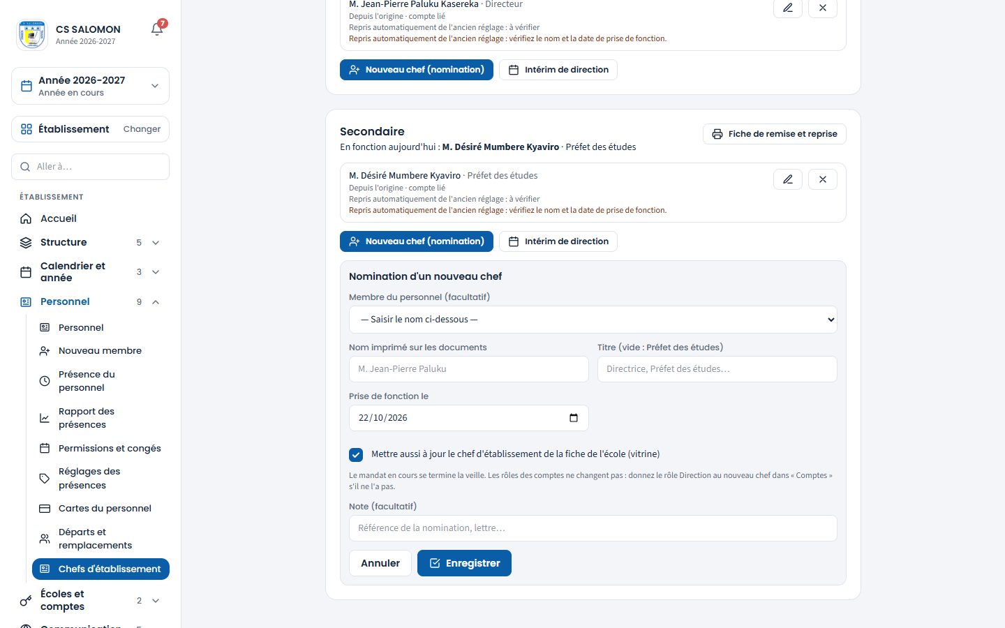 Nomination d'un nouveau chef (ordinateur)