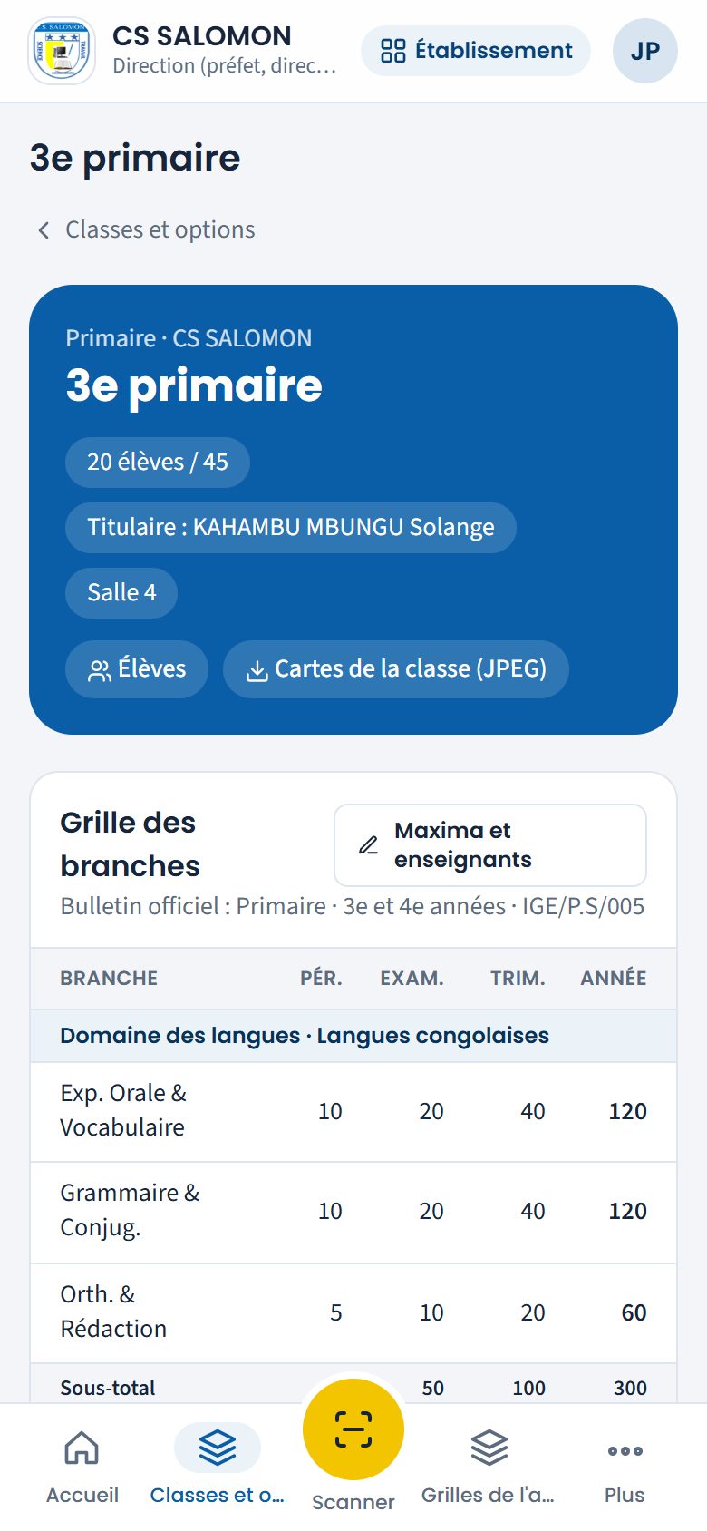 Fiche de la 3e primaire (téléphone)