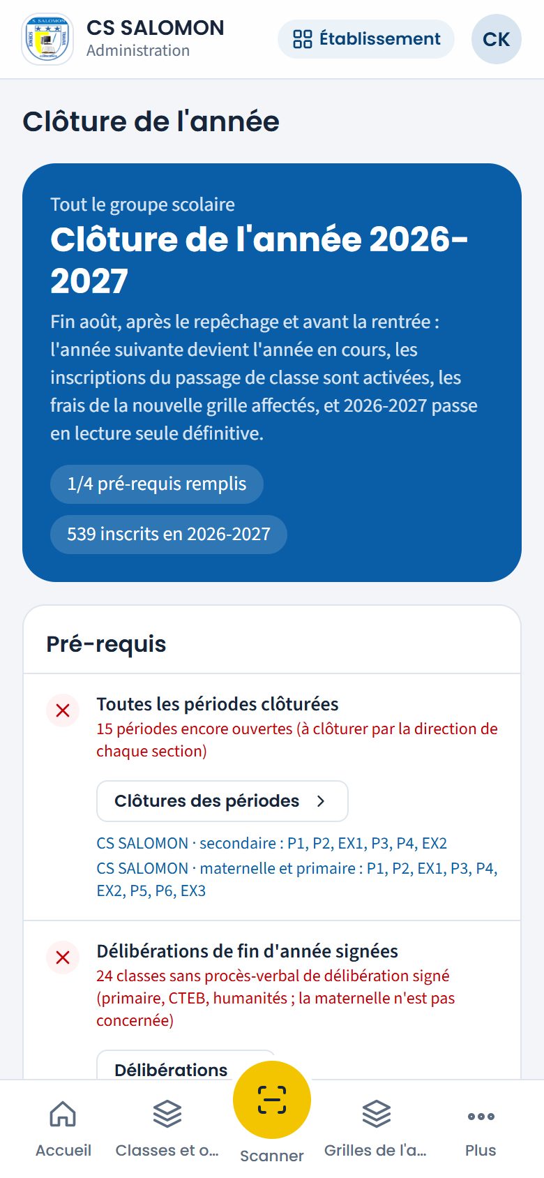 Pré-requis de la clôture (téléphone)