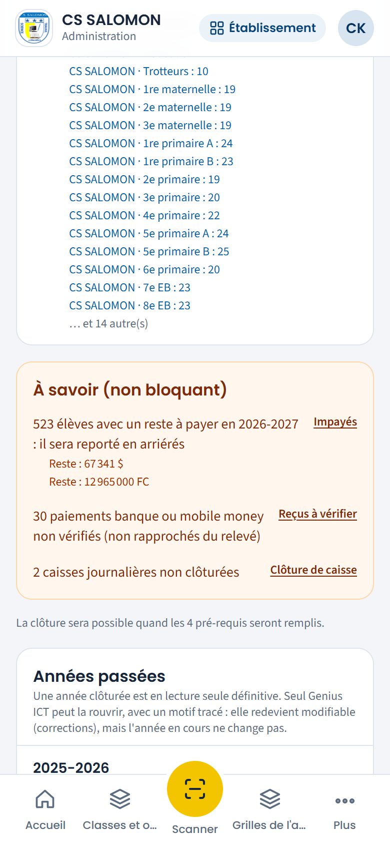 Avertissements avant la clôture (téléphone)