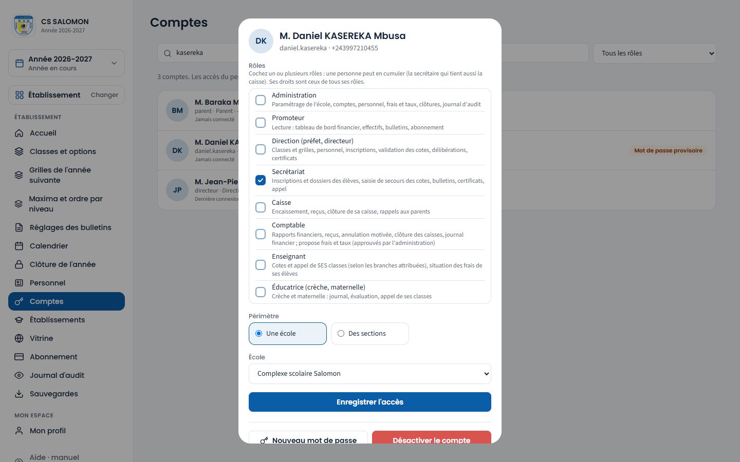 Accès d'un compte (ordinateur)