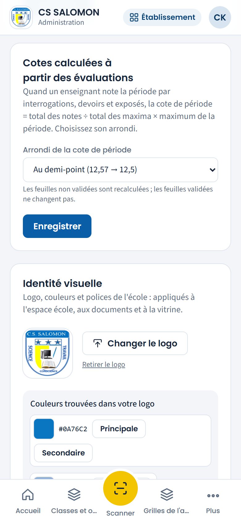 Arrondi des cotes calculées (téléphone)