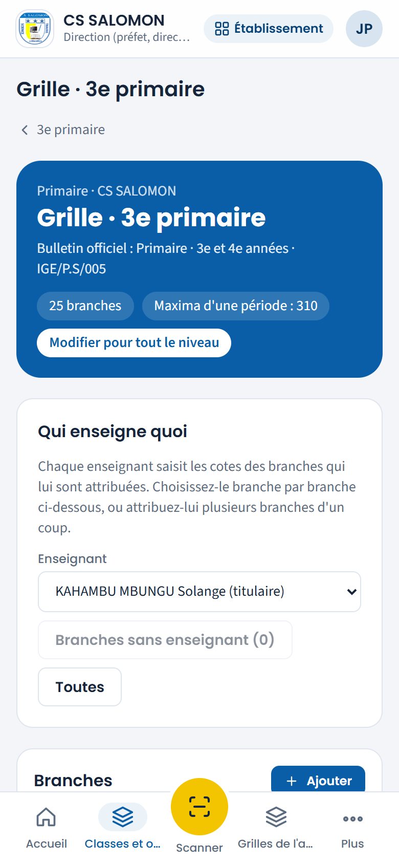 Grille de la 3e primaire (téléphone)