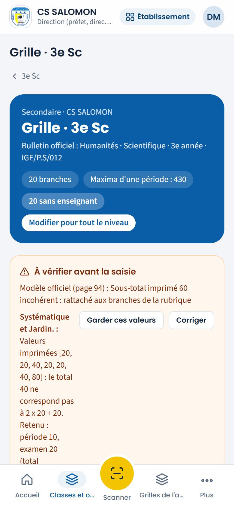 Valeurs du référentiel à vérifier (téléphone)
