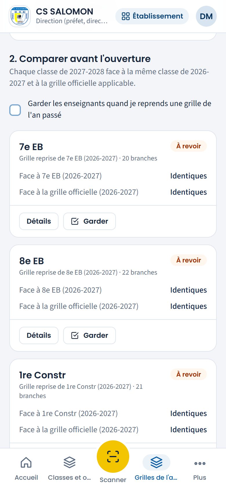 Classes de l'année suivante à comparer (téléphone)
