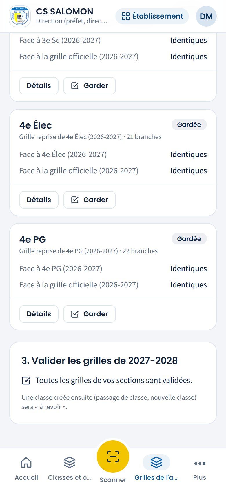 Grilles validées (téléphone)
