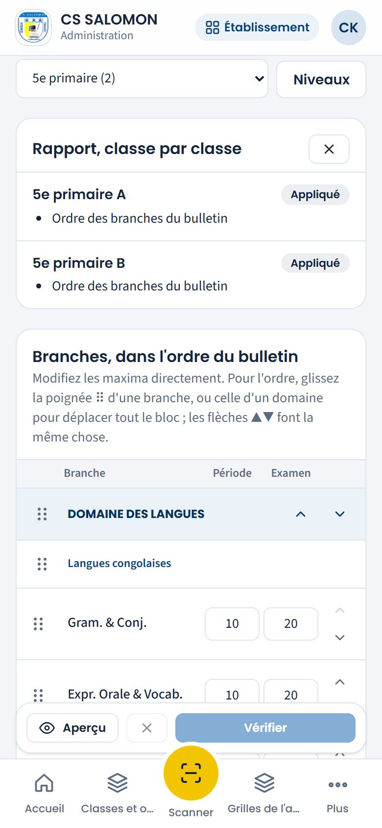Rapport après un changement d'ordre (téléphone)