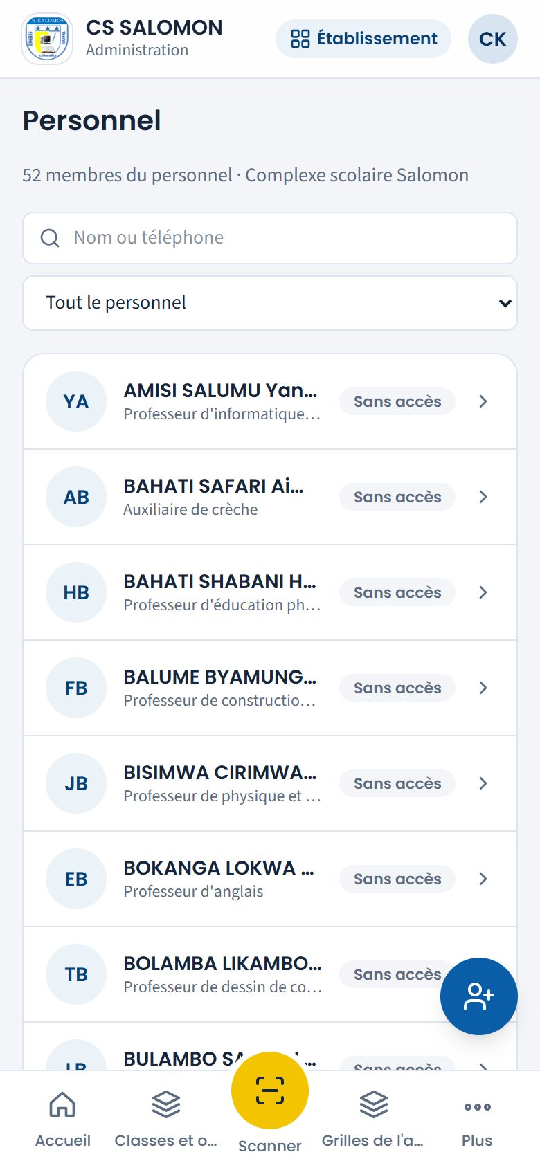 Liste du personnel de CS SALOMON (téléphone)