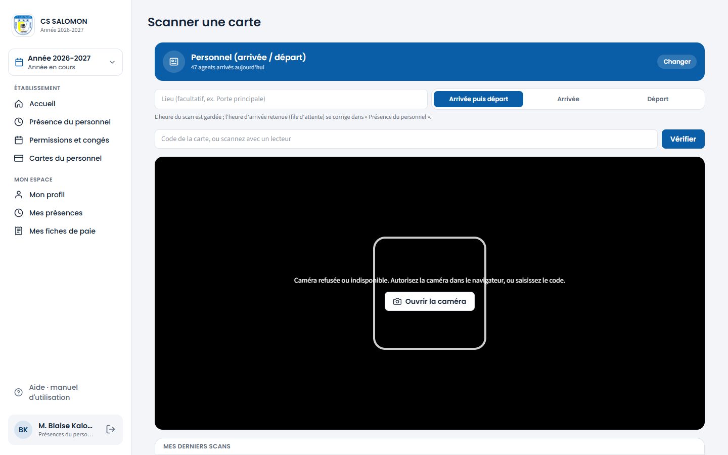 Poste de scan du personnel (ordinateur)