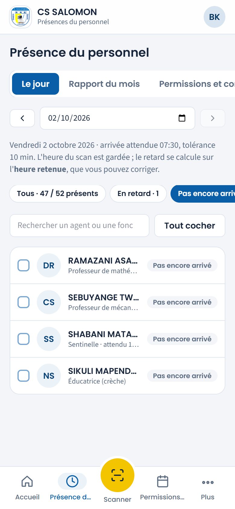 Agents pas encore arrivés (téléphone)