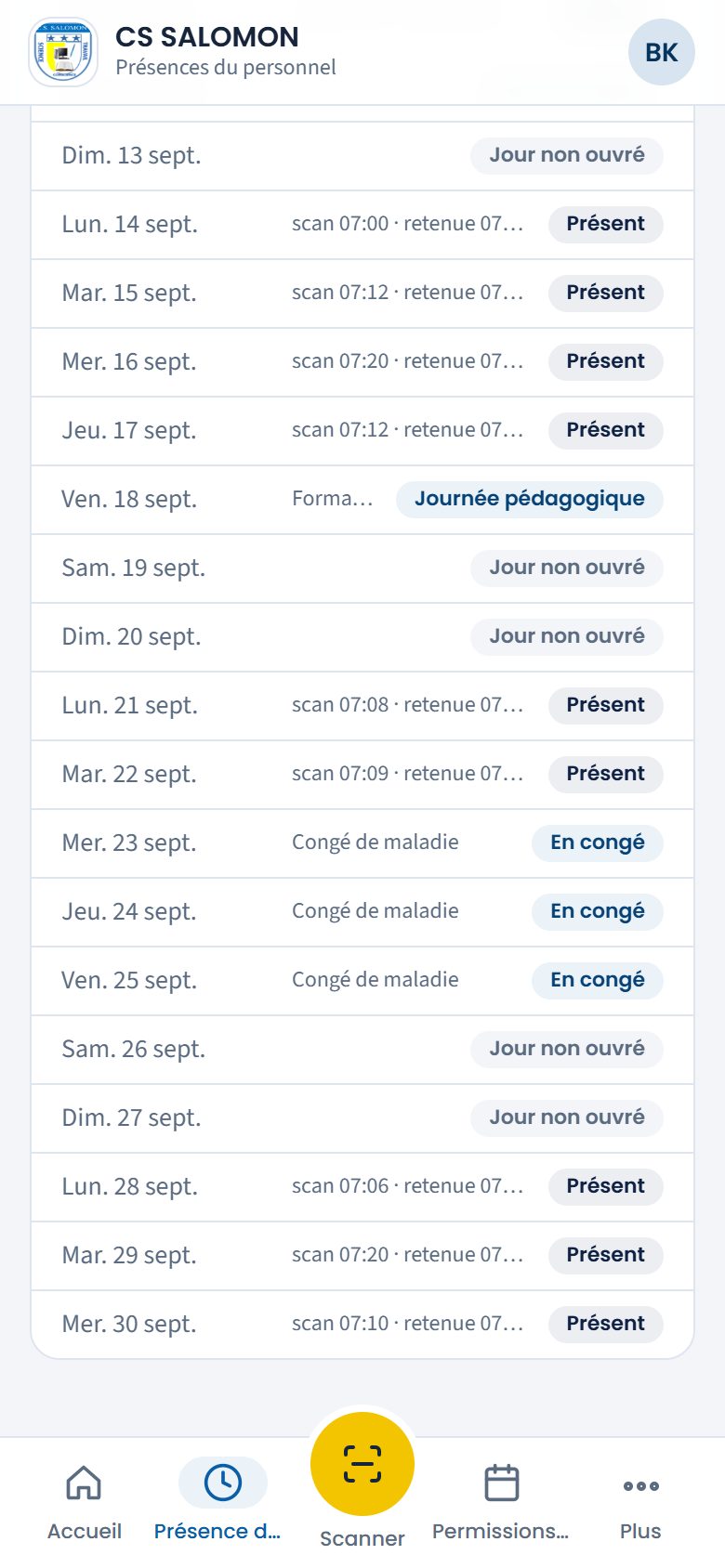 Détail jour par jour de Mme Ruth ILUNGA (téléphone)