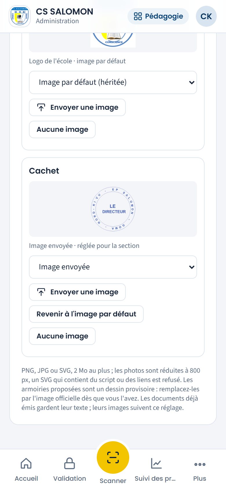 Cachet de l'EP Salomon envoyé (téléphone)