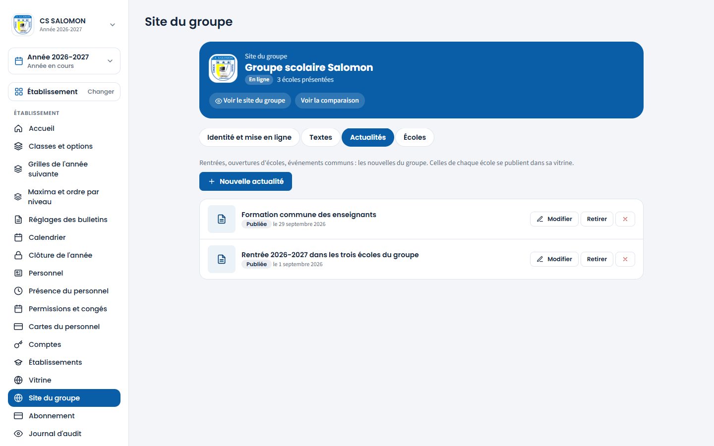 Actualités du groupe (ordinateur)