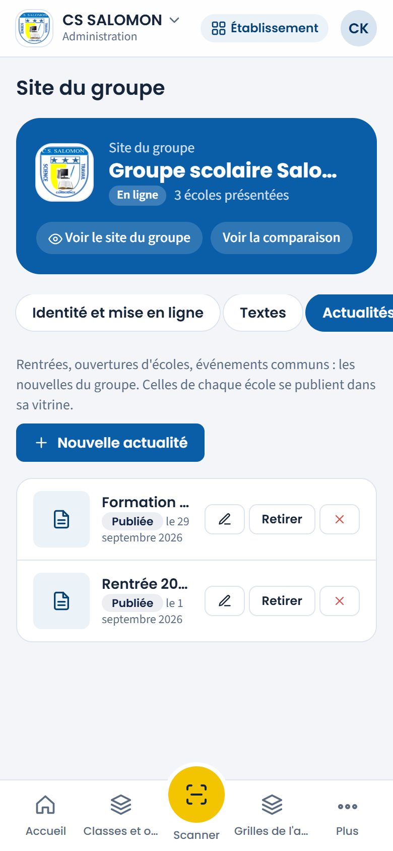 Actualités du groupe (téléphone)