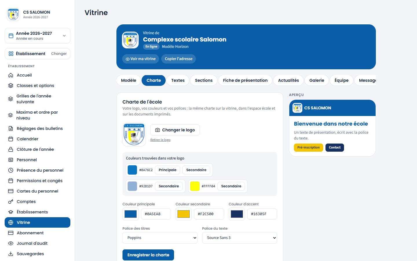 Charte de la vitrine (ordinateur)