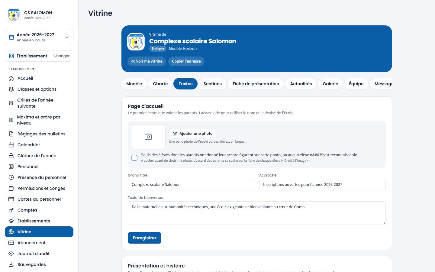 Textes de la vitrine (ordinateur)