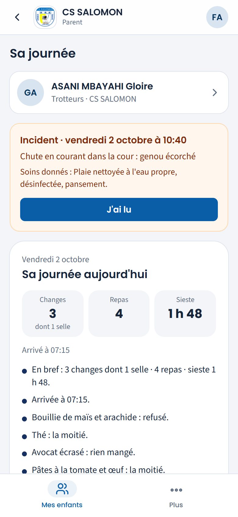 Incident et journée de Gloire (téléphone)