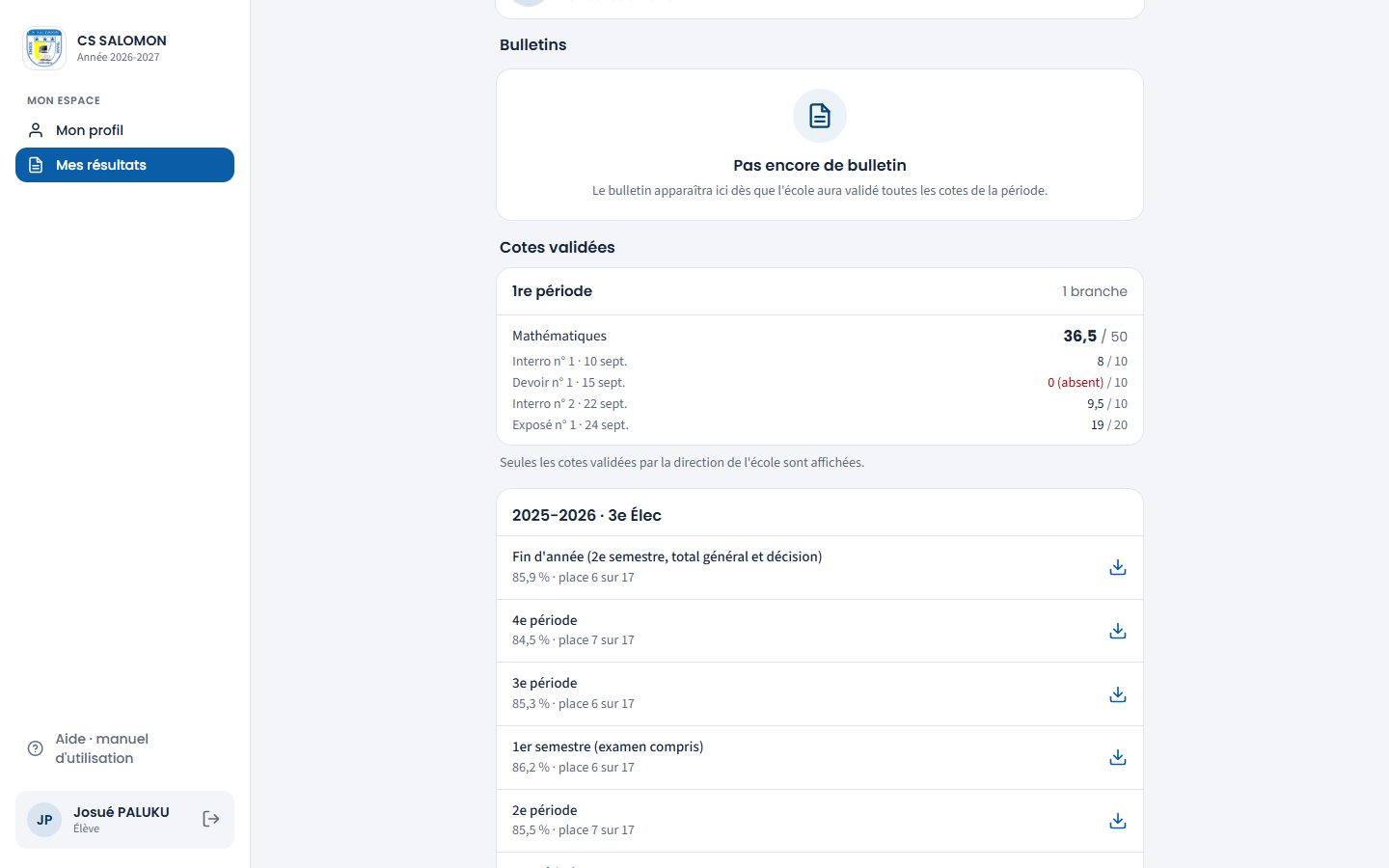 Résultats de Josué (ordinateur)