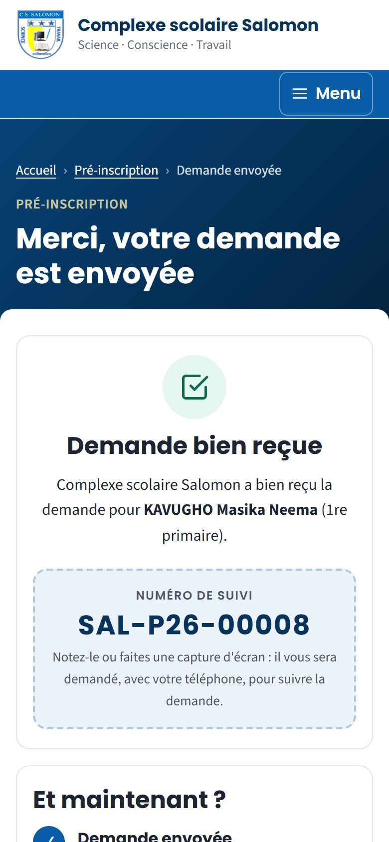 Demande envoyée (téléphone)