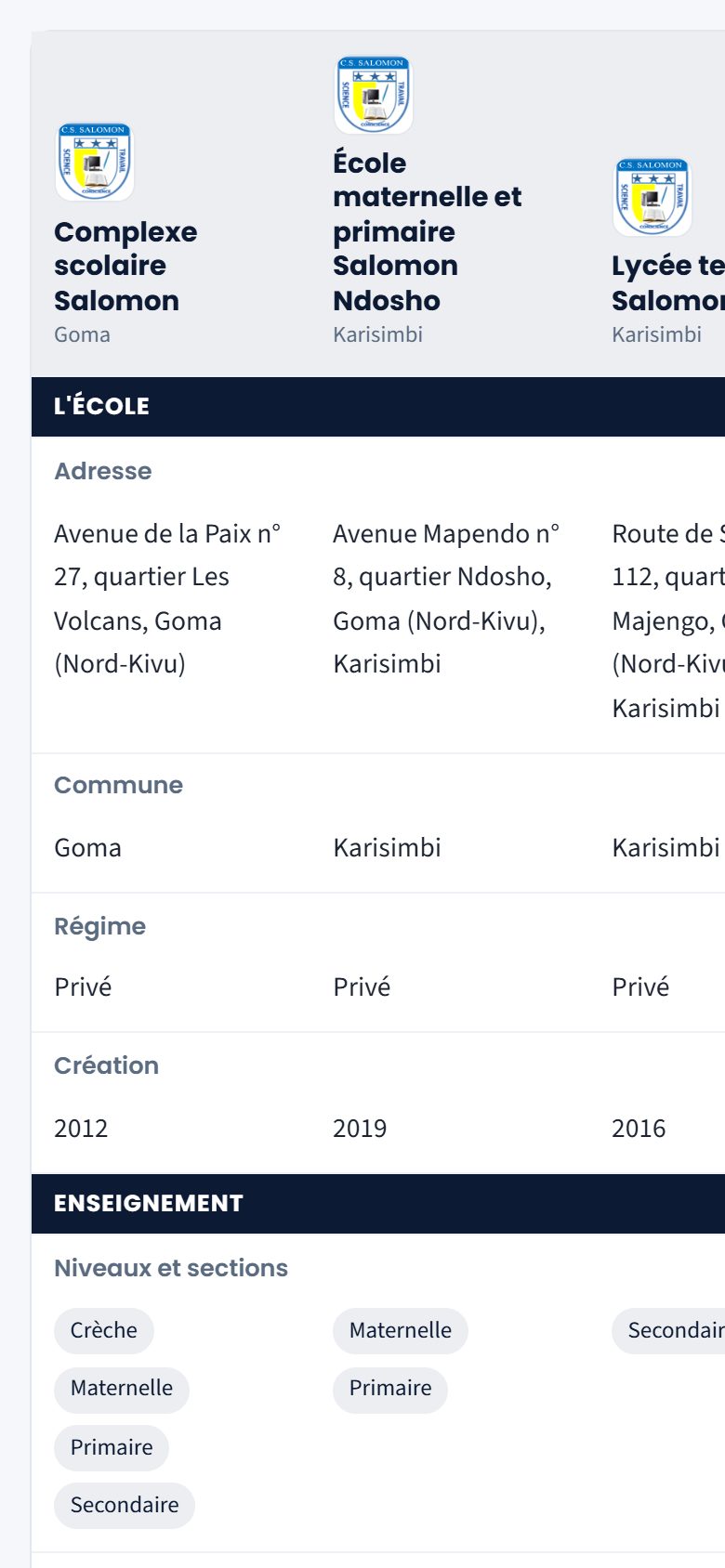Comparaison de trois écoles (téléphone)