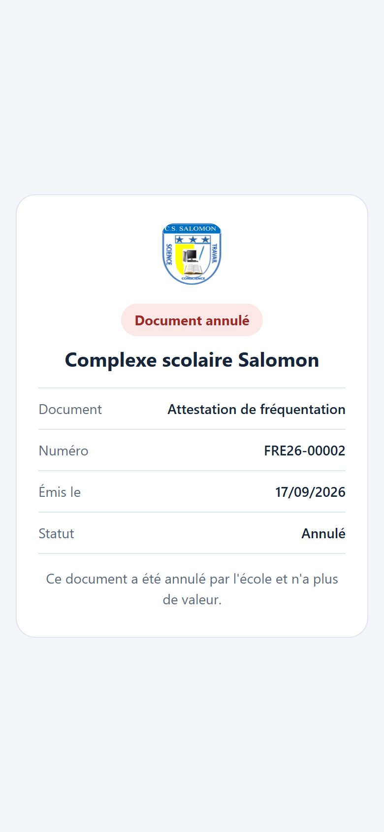 Certificat annulé (téléphone)