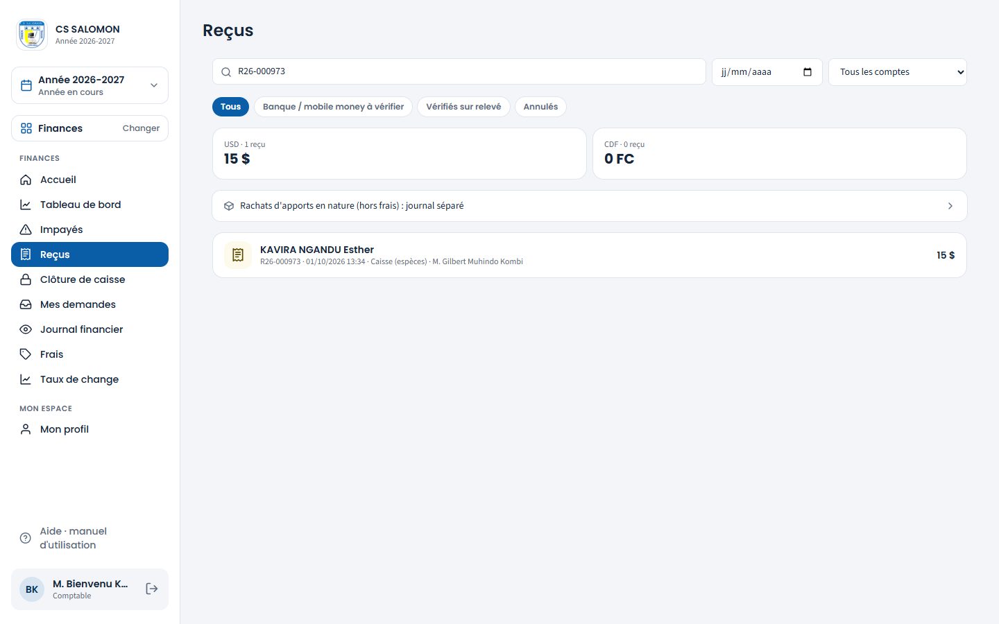 Recherche du reçu R26-000973 (ordinateur)