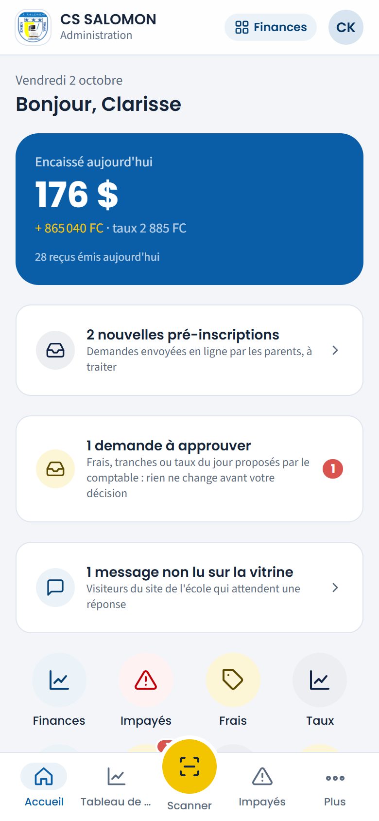 Carte des demandes à approuver sur l'accueil (téléphone)