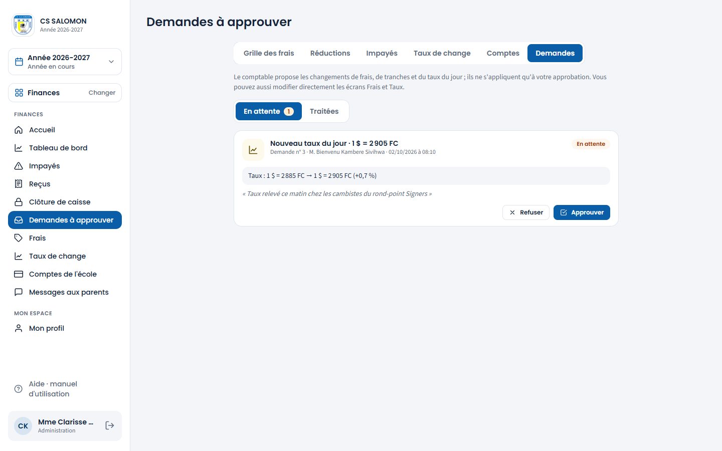 Demandes à approuver (ordinateur)