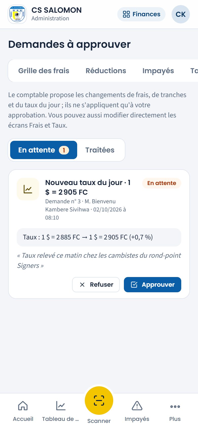 Demandes à approuver (téléphone)